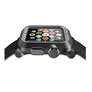 Чехол-ремешок для Apple Watch - LunaTik EPIK 2 черный поликарбонат + черный кожаный ремешок