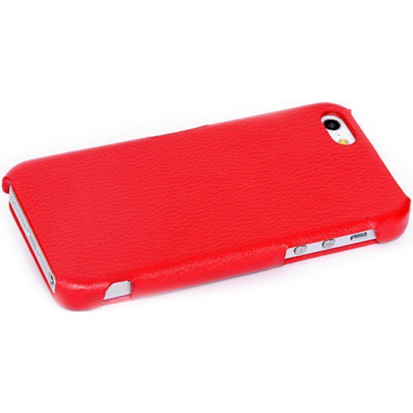Чехол-накладка для Apple iPhone 5/5S - Leather Hard Case красный