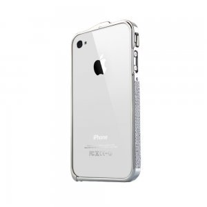Чехол-бампер для Apple iPhone 4/4S - NewSH Swarovski design серебристый