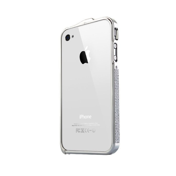 Чехол-бампер для Apple iPhone 4/4S - NewSH Swarovski design серебристый Чехол-бампер для Apple iPhone 4/4S - NewSH Swarovski design серебристый