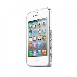 Чехол-бампер для Apple iPhone 4/4S - NewSH Swarovski design серебристый
