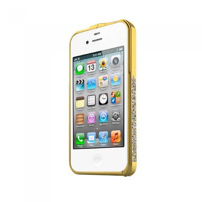 Бампер со стразами NewSH Swarovski design золотой для iPhone 4/4S