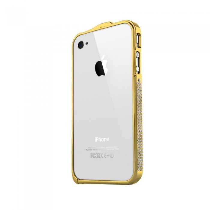 Бампер со стразами NewSH Swarovski design золотой для iPhone 4/4S Бампер со стразами NewSH Swarovski design золотой для iPhone 4/4S