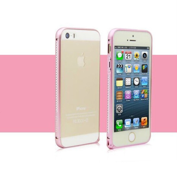 Бампер со стразами Mahaza Diamond розовый для iPhone 5/5S/SE