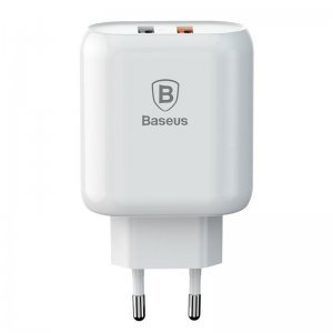 Сетевое зарядное устройство Baseus Bojure 2-USB, QC, 23W белый