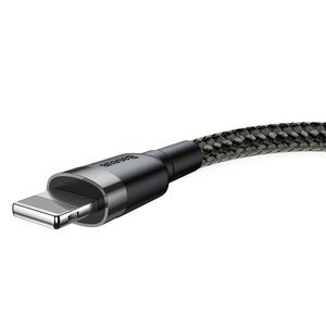 Lightning кабель Baseus Cafule серый+черный 1.5A 2м