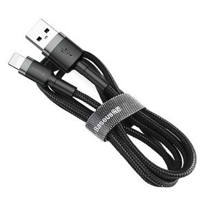 Lightning кабель Baseus Cafule, 1м, 2.4A, серый + черный