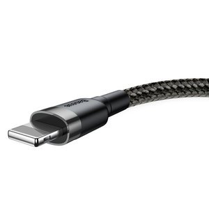 Lightning кабель Baseus Cafule, 1м, 2.4A, серый + черный