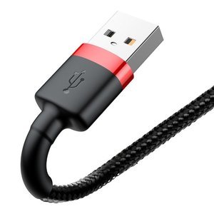 Lightning кабель Baseus Cafule красный+черный 2.4A 1м
