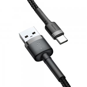 Кабель Baseus Cafule USB to Type-C 3A 1M сірий+чорний (CATKLF-BG1)