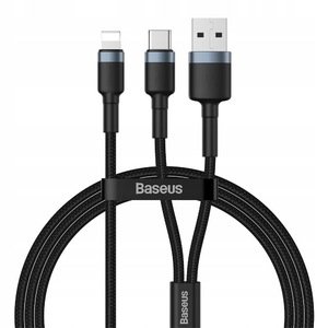 Кабель Baseus Cafule USB + Type-C 2-in-1 PD Cable 1.2m чорний + сірий
