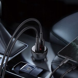 Автомобильное зарядное устройство Baseus Digital Display PPS Dual Quick Charger 45W (+Type-C на Type-C 3A 1m кабель) черное
