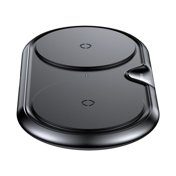 Беспроводное зарядное устройство Baseus Dual Wireless Charger (с QC 3.0 сетевым ЗУ и кабелем в комплекте) черное Беспроводное зарядное устройство Baseus Dual Wireless Charger (с QC 3.0 сетевым ЗУ и кабелем в комплекте) черное