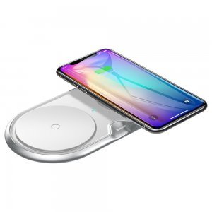 Беспроводное зарядное устройство Baseus Dual Wireless Charger серебристый