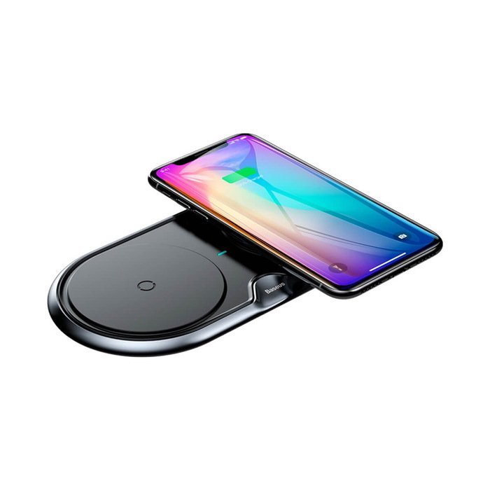 Беспроводное зарядное устройство Baseus Dual Wireless Charger (с QC 3.0 сетевым ЗУ и кабелем в комплекте) черное Беспроводное зарядное устройство Baseus Dual Wireless Charger (с QC 3.0 сетевым ЗУ и кабелем в комплекте) черное