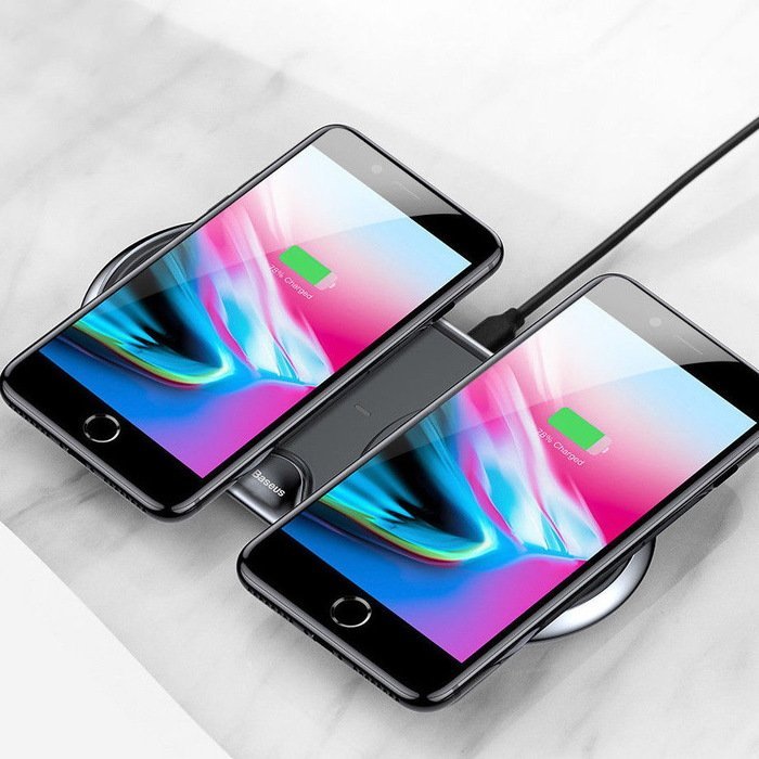 Беспроводное зарядное устройство Baseus Dual Wireless Charger (с QC 3.0 сетевым ЗУ и кабелем в комплекте) черное Беспроводное зарядное устройство Baseus Dual Wireless Charger (с QC 3.0 сетевым ЗУ и кабелем в комплекте) черное