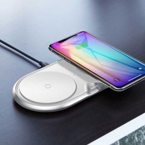 Беспроводное зарядное устройство Baseus Dual Wireless Charger серебристый