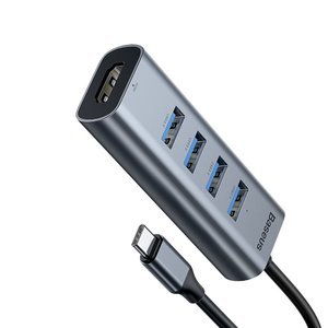 Переходник Baseus Enjoy series Type-C to USB3.0*4+HDMI HD Intelligent HUB серый