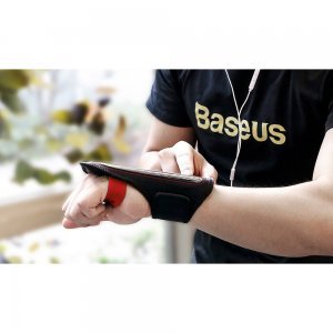 Спортивный чехол на руку Baseus Flexible красный + черный для смартфонов диагональю 5" и менее