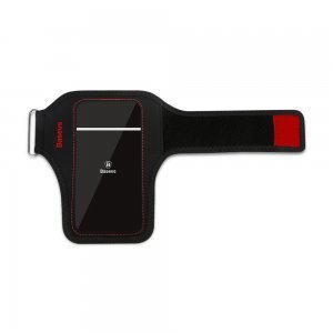Спортивный чехол на руку Baseus Flexible красный + черный для смартфонов диагональю 5" и менее