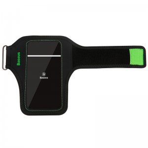 Спортивный чехол на руку Baseus Flexible зеленый + черный для смартфонов диагональю 5" и менее