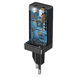 Сетевое ЗУ Baseus GaN Mini Quick Charger C+U 45W черное + кабель Type-C to Type-C 60W (20V/3A/1m) в комплекте (CCGAN-Q01)