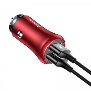 Автомобільний зарядний пристрій Baseus Gentleman 4.8A 2-USB червоне