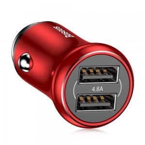 Автомобильное зарядное устройство Baseus Gentleman 4.8A 2-USB красное