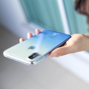 Напівпрозорий чохол Baseus Glaze синій для iPhone X/XS