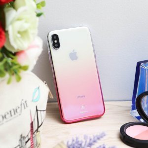 Напівпрозорий чохол Baseus Glaze рожевий для iPhone X/XS