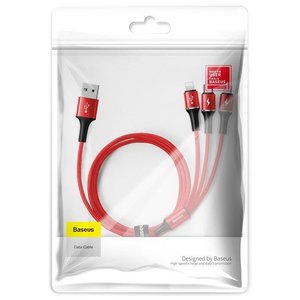 Кабель Baseus halo data 3-in-1 USB For M+L+T 3.5A 1.2m красный