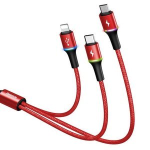 Кабель Baseus halo data 3-in-1 USB For M+L+T 3.5A 1.2m красный