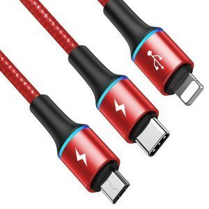 Кабель Baseus halo data 3-in-1 USB For M+L+T 3.5A 1.2m красный