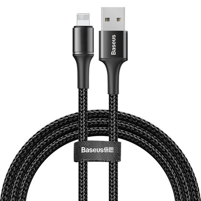 Lightning кабель Baseus Halo Data Cable USB 2.4A 1m чёрный