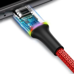 Lightning кабель Baseus halo data cable USB 2.4A 1m красный