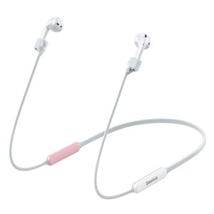 Тримач для навушників Apple AirPods Baseus Let's Go Fluorescent Ring Sports Silicone Lanyard Sleeve рожевий + білий