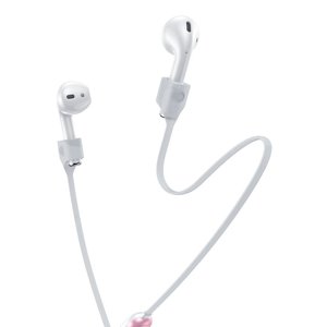 Держатель для наушников Apple AirPods Baseus Let's Go Fluorescent Ring Sports Silicone Lanyard Sleeve розовый + белый