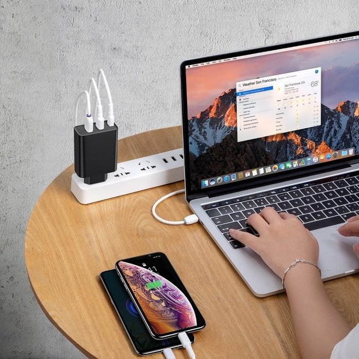 Сетевое зарядное устройство Baseus PPS Three Output Quick Charger (C+U+U) 60W черное Сетевое зарядное устройство Baseus PPS Three Output Quick Charger (C+U+U) 60W черное