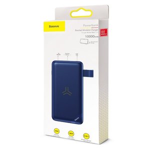 Внешний аккумулятор Baseus S10 Bracket 10W Wireless Charger Power Bank 10000mAh 18W синий