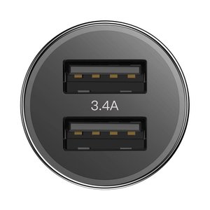 Автомобильное зарядное устройство Baseus Small Screw 3.4A Dual-USB с Type-C кабелем черное