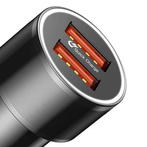 Автомобильное зарядное устройство Baseus Small Screw Dual-USB Quick Charge 36W черное