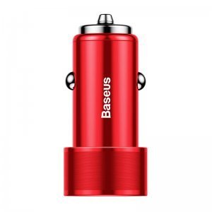 Автомобильное зарядное устройство Baseus Small Screw Type-C PD+USB Quick Charge 36W красное