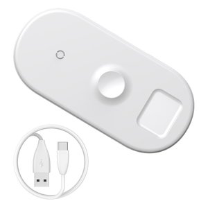 Беспроводное зарядное устройство Baseus Smart 3-в-1 белое для Phone+Watch+Pods