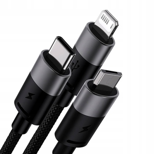 Кабель Baseus StarSpeed 3-в-1 з USB на M+L+C 3.5A 0.6m Cluster чорний (P10319900111-00)