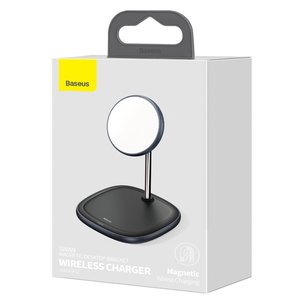 Бездротовий зарядний пристрій Baseus Swan Magnetic Desktop Bracket Wireless Charger Suit для iPhone 12 (WXSW-01) чорний