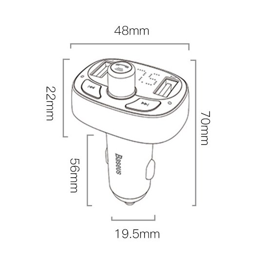 Автомобильное зарядное устройство Baseus T typed S-09 Bluetooth MP3 черное