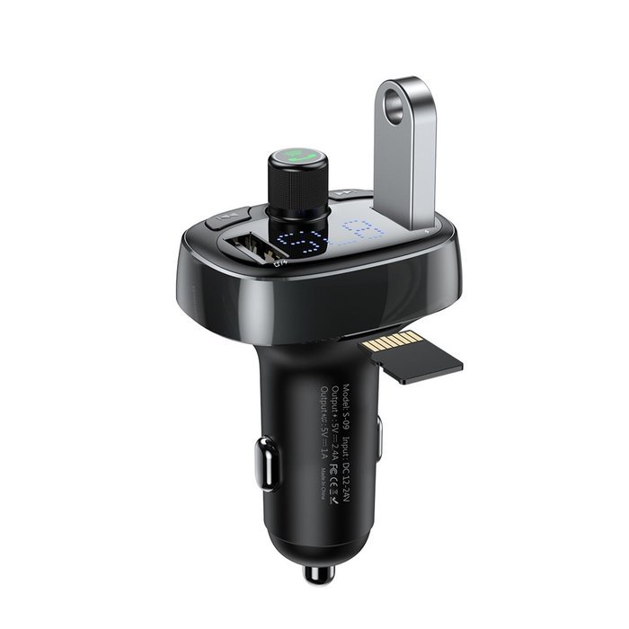 Автомобильное зарядное устройство Baseus T typed S-09 Bluetooth MP3 черное