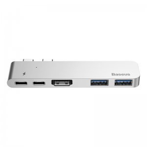 Хаб Baseus Thunderbolt C+ Dual Type-C to USB3.0/HDMI/Type-C Female HUB Converter темно-серый