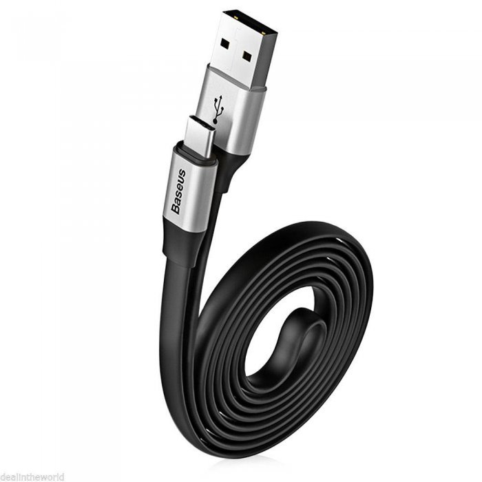 Type-C кабель Baseus Nimble 2A, 1.2м серебристый + черный