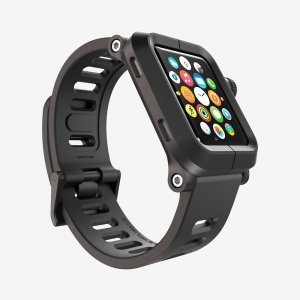 Чехол-ремешок для Apple Watch - LunaTik EPIK 2 черный поликарбонат + черный силиконовый ремешок